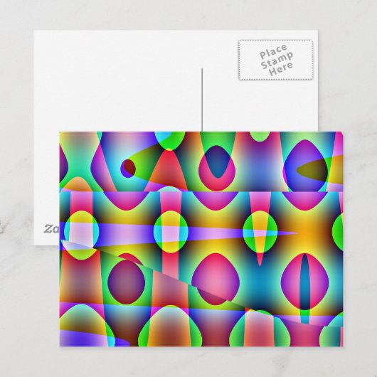 Funky Colorful Abstract Briefkaart (Voorkant / Achterkant)