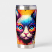 Funky Colorful Cat Illustration  Geïsoleerde Drinkbeker (Achterkant)