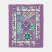 Funky Colorful Floral Pattern Custom Monogram Fleece Deken (Voorkant)