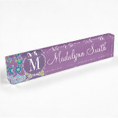 Funky Colorful Floral Pattern Custom Monogram Naambordje