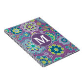 Funky Colorful Floral Pattern Custom Monogram Notitieboek (Rechterzijde)