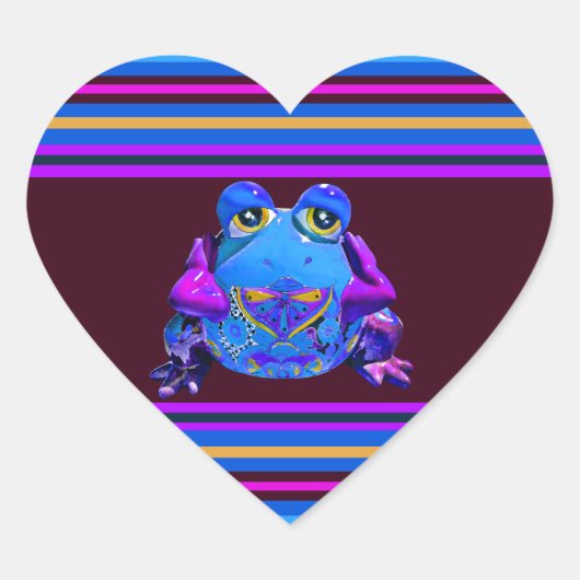 Funky Colorful Frog Blue Paarse Funny Gifts Hart Sticker (Voorkant)