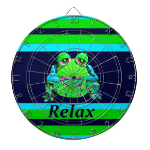 Funky Colorful Frog RELAX Blauwgroen Limoen marine Dartbord