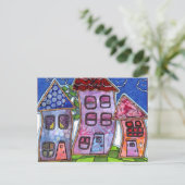 Funky Colorful Houses Briefkaart (Staand voorkant)