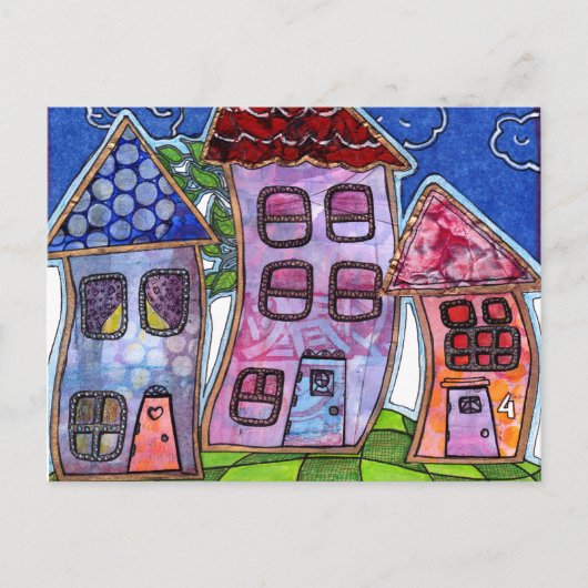 Funky Colorful Houses Briefkaart (Voorkant)
