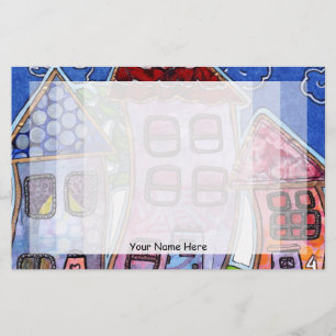 Funky Colorful Houses Briefpapier