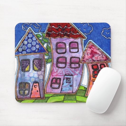 Funky Colorful Houses Muismat (Met muis)