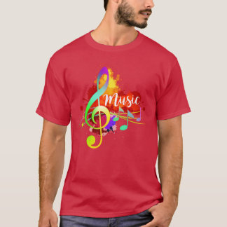Funky Colorful Musicreble Clef Musical Note Art vi T-shirt