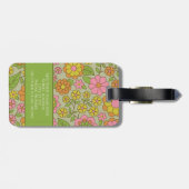 Funky Colorful Pastel Floral Pattern - Monogram Bagagelabel (Achterkant horizontaal)