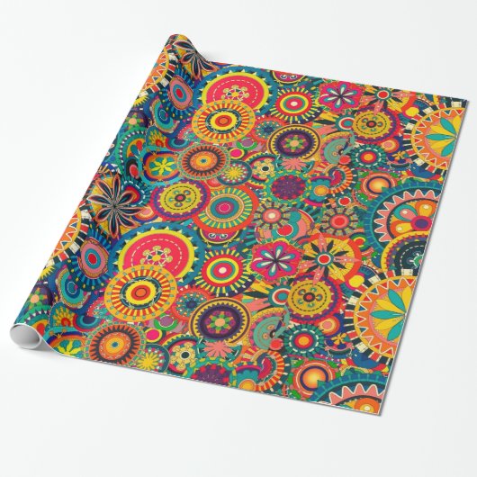 Funky Colorful Pattern Cadeaupapier (Uitgerold)