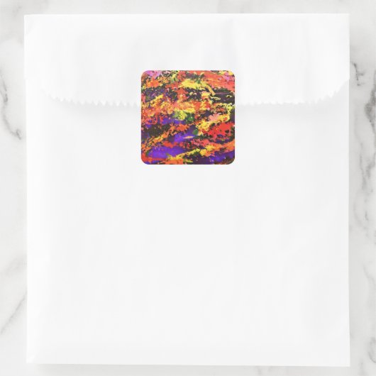 Funky Colorful Rainbow Abstracte Splash Paint Art Vierkante Sticker (Tas)