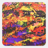 Funky Colorful Rainbow Abstracte Splash Paint Art Vierkante Sticker (Voorkant)