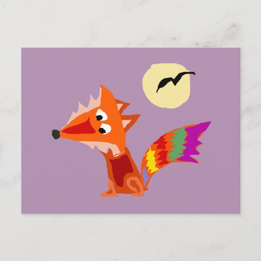 Funky Colorful Red Fox Art Design Briefkaart (Voorkant)