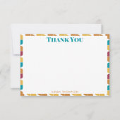 Funky Colorful Retro 70s  Geometric Pattern Bedankkaart (Voorkant)