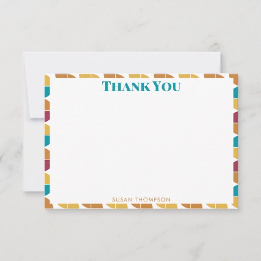 Funky Colorful Retro 70s  Geometric Pattern Bedankkaart (Voorkant)