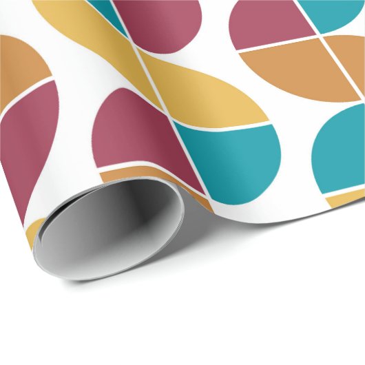 Funky Colorful Retro 70s  Geometric Pattern Cadeaupapier (Rol Hoek)