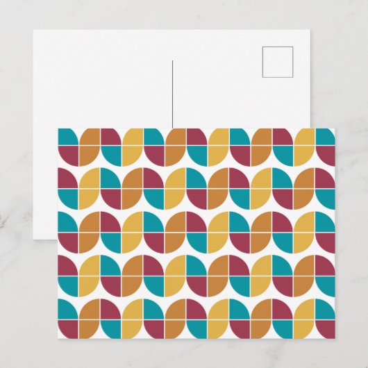 Funky Colorful Retro 70s  Geometric Pattern Feestdagenkaart (Voorkant / Achterkant)