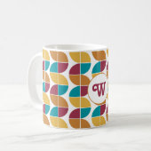 Funky Colorful Retro 70s  Geometric Pattern Koffiemok (Voorkant links)