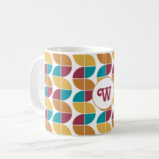 Funky Colorful Retro 70s  Geometric Pattern Koffiemok (Voorkant links)