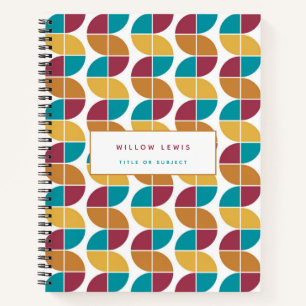 Funky Colorful Retro 70s  Geometric Pattern Notitieboek