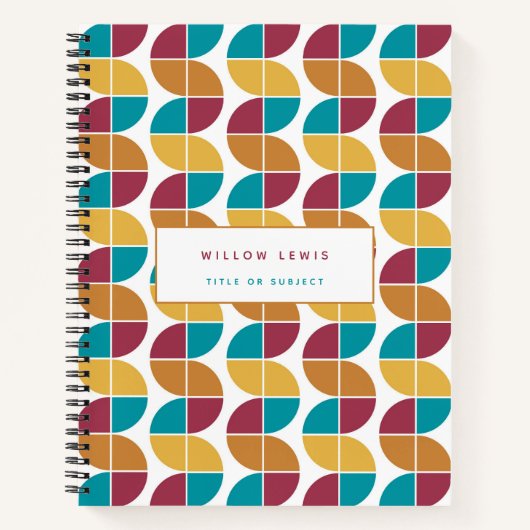 Funky Colorful Retro 70s Geometric Pattern Notitieboek (Voorkant)