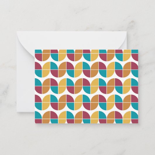 Funky Colorful Retro 70s  Geometric Pattern Notitiekaartje (Achterkant)