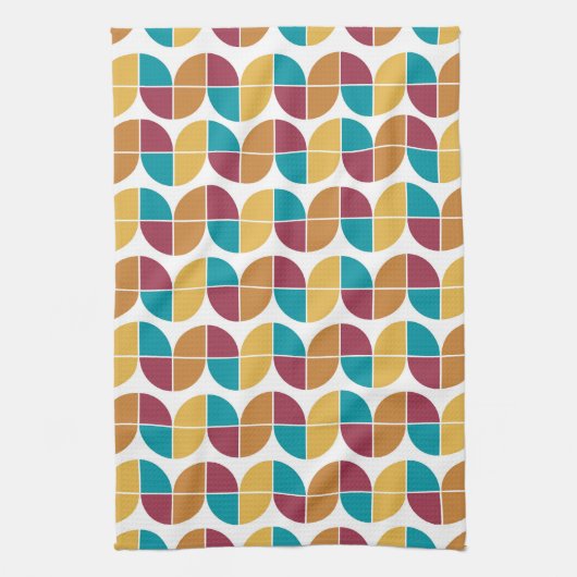 Funky Colorful Retro 70s  Geometric Pattern Theedoek (Verticaal)