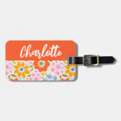 Funky Colorful Retro Monogram Bagagelabel (Voorkant horizontaal)