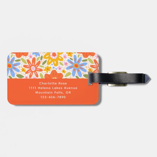 Funky Colorful Retro Monogram Bagagelabel (Achterkant horizontaal)