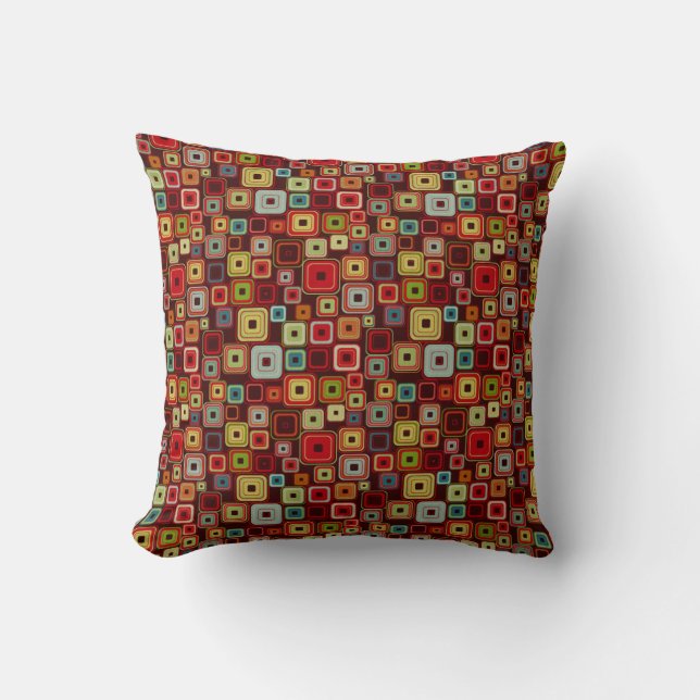 Funky Colorful Retro Squares Pillow Kussen (Voorkant)