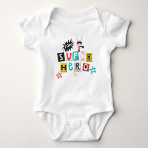 Funky Colorful Typography Super Hero Pow Boy Romper