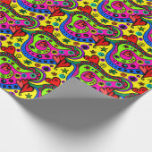 Funky Colorful Valentijn Pattern Cadeaupapier (Hoek)