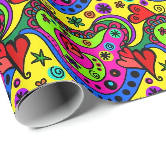 Funky Colorful Valentijn Pattern Cadeaupapier (Rol Hoek)