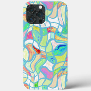 Funky Colorful Warsted Twisted Squares Art Pattern iPhone 13 Pro Max Hoesje