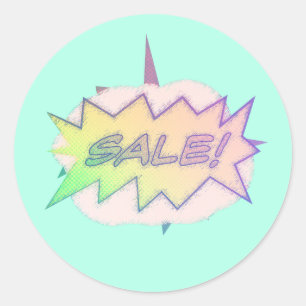 Funky Comic Starburst Sale Sticker - Oogstvorming