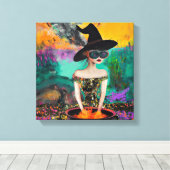 Funky Cool Boho Witch Wall Art Canvas Afdruk (Insitu (Houten vloer))
