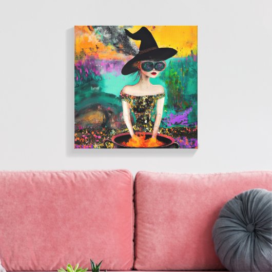 Funky Cool Boho Witch Wall Art Canvas Afdruk (Insitu (Woonkamer))