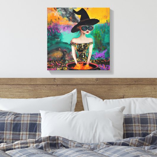 Funky Cool Boho Witch Wall Art Canvas Afdruk (Insitu (Slaapkamer))