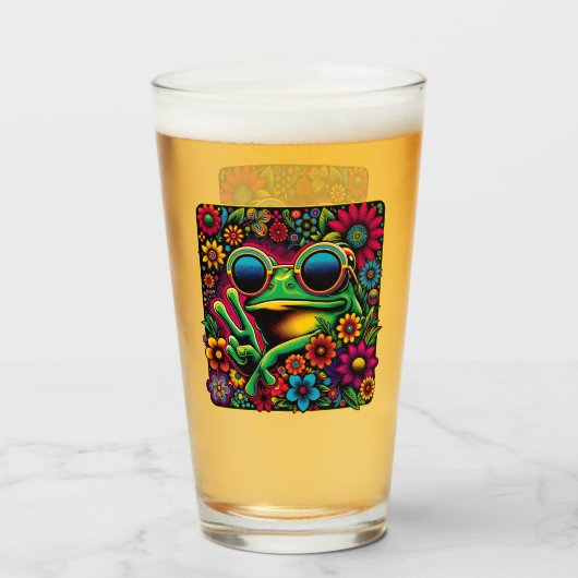 Funky Cool Frog Vredesteken Glas (Voorkant gevuld)