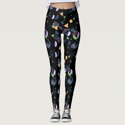Funky Cool Geometrische Abstracte 50s Art Pattern Leggings (Voorkant)
