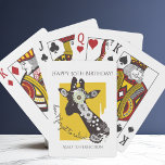 Funky Cool Giraffe Funny Birthday Pokerkaarten<br><div class="desc">Het productontwerp is voorzien van een silhouet van een giraffe gevuld met caleidoscopische paisleypatronen. Dit grillige ontwerp van wilde dieren maakt coole grappige en unieke verjaardagskaarten met gepersonaliseerde tekst - vergeet niet om te ontspannen!</div>