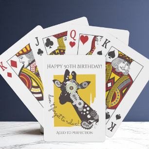 Funky Cool Giraffe Funny Birthday Pokerkaarten