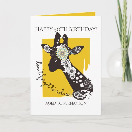 Funky Cool Giraffe Inspirerend Birthday Kaart (Voorkant)