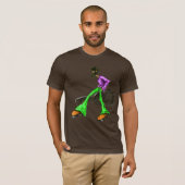 Funky Cool Guitar Disco Comic Character Green T-shirt (Voorkant volledig)
