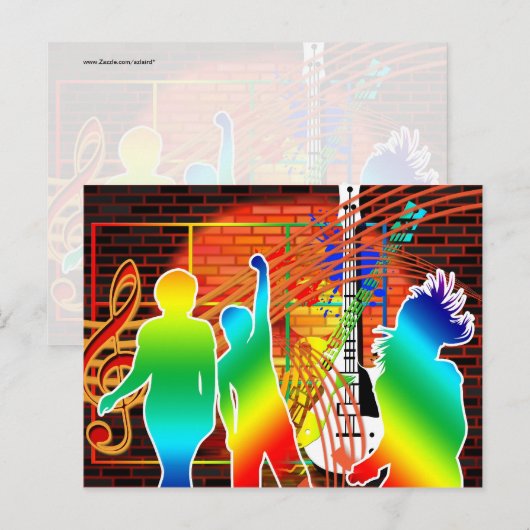 Funky Cool Music Dance Pop Art Design Briefkaart (Voorkant / Achterkant)
