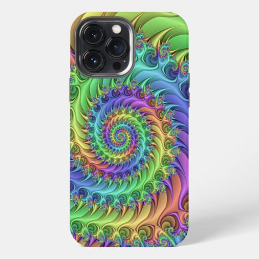 Funky Cool Psychedelic Fractal Spirals Art Patroon iPhone Hoesje (Achterkant)