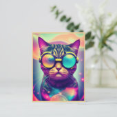 Funky Cool Psychedelic Goggles Cat Briefkaart (Staand voorkant)