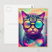 Funky Cool Psychedelic Goggles Cat Briefkaart (Voorkant / Achterkant)