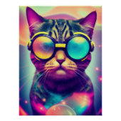 Funky Cool Psychedelic Goggles Cat Perfect Poster (Voorkant)