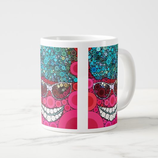 Funky Cool Smilting Face Sunbril Pet Pink Blue Grote Koffiekop (Voorkant rechts)